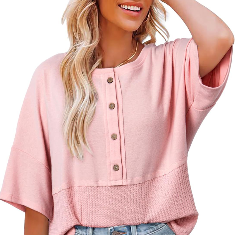 Lässiges Button-Down-Oberteil aus Waffelstrick