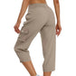 👖Damen 3/4-Cargohose mit hoher Taille & Kordelzug – Leichte Sommerhose mit vielen Taschen für Alltag & Outdoor🌸