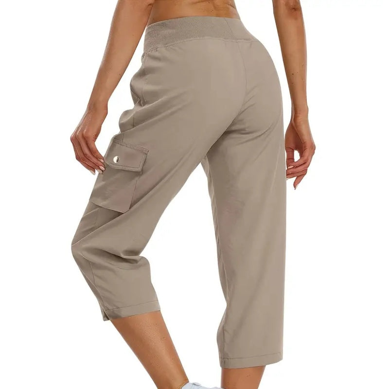 👖Damen 3/4-Cargohose mit hoher Taille & Kordelzug – Leichte Sommerhose mit vielen Taschen für Alltag & Outdoor🌸