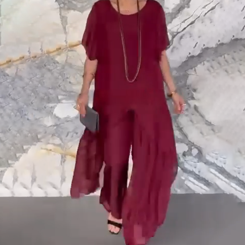 💥2025 HEISSER VERKAUF💥Damen-Set aus asymmetrischem Oberteil und lockerer Hose