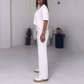 🔥👚Schlichtes zweiteiliges Damen-Set mit kurzärmligem Oberteil und Hose