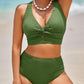 Texturiertes Bikini-Set mit Knotendetail und High-Waist-Schnitt