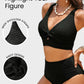 Texturiertes Bikini-Set mit Knotendetail und High-Waist-Schnitt