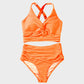 Texturiertes Bikini-Set mit Knotendetail und High-Waist-Schnitt