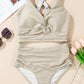 Texturiertes Bikini-Set mit Knotendetail und High-Waist-Schnitt