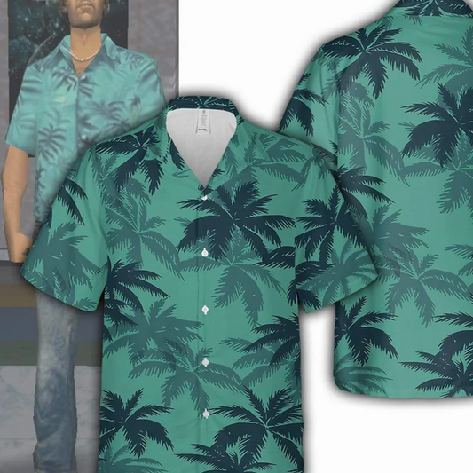 Hemd und Hose mit tropischem Print für Herren