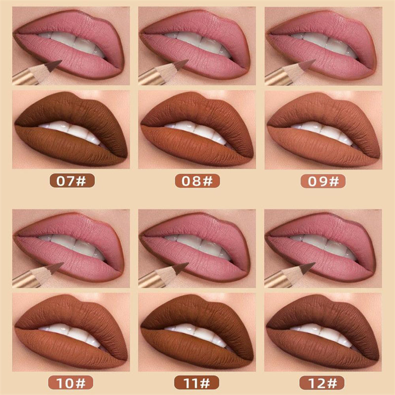 👄  💄 12er Set Lippenkonturenstifte wasserfest & abriebfest – Langanhaltend farbintensiv, geschmeidige Textur für Alltags- und Profi-Makeup🎨