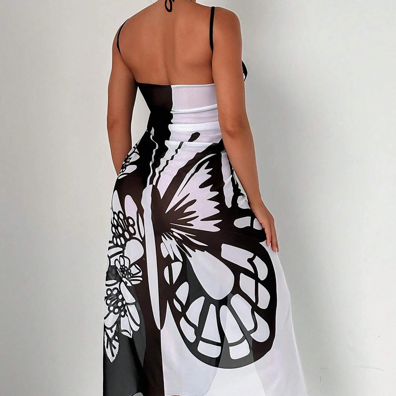 Damen-Badeanzug-Cover-up mit Schmetterlingsmuster