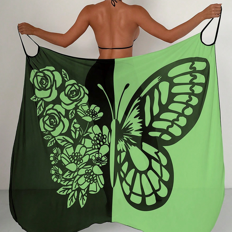 Damen-Badeanzug-Cover-up mit Schmetterlingsmuster