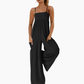 🏖️ 50 % RABATT FÜR BEGRENZTE ZEIT! ✨ Damen Träger Jumpsuit mit weitem Bein – Fließender Stoff, Taschen, minimalistischer Square-Ausschnitt für Strand, Urlaub & Alltag