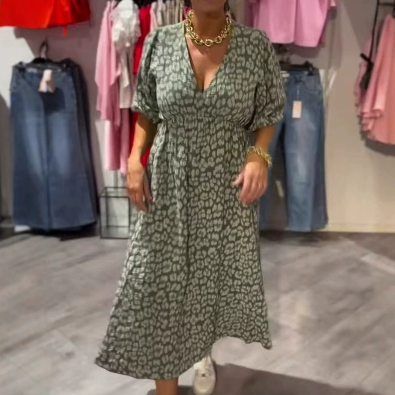 🏖️Summer Cooler Deal: 50% OFF!!! 🎀Damen V-Ausschnitt bedrucktes Kleid