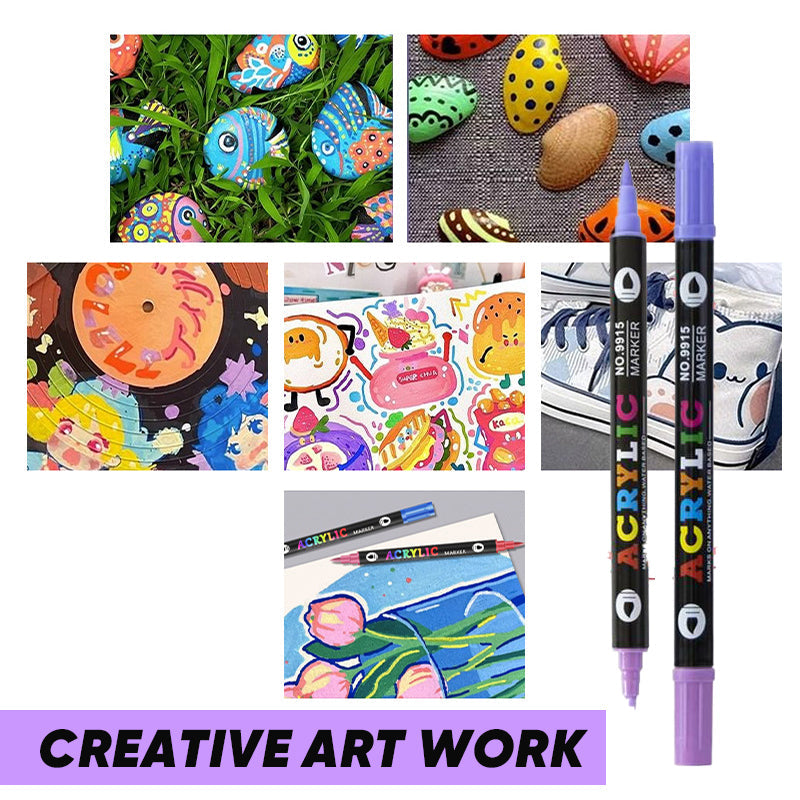 🔥 50 % RABATT! 🌈🖌️ Acrylstift-Marker mit zwei Spitzen – Farbenfroh & vielseitig ✨🎨