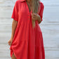 ☀️ 50 % RABATT JETZT! 👗 Damen Baumwoll-Leinen Kleid – Kragen mit Knopfleiste, Stufenrock, locker & atmungsaktiv für den Sommer 💛
