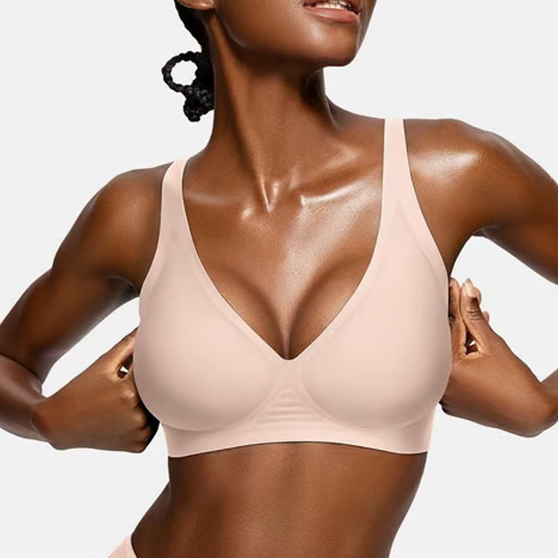 ⏳Begrenzte Zeit 50% Rabatt💥Nahtloser Push-up-BH mit tiefem V-Ausschnitt und ohne Bügel