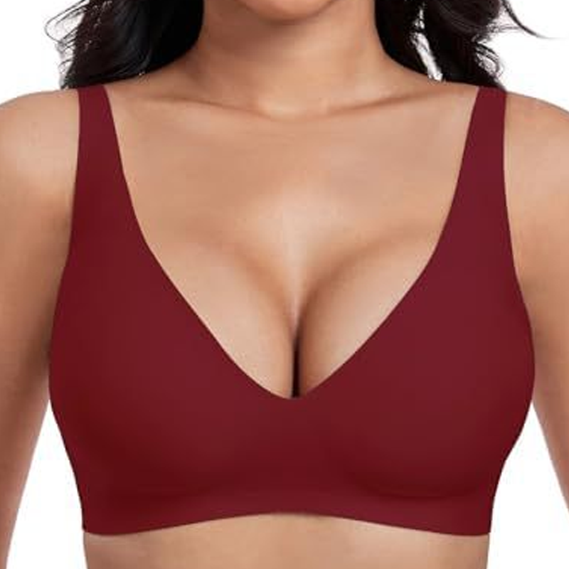 ⏳Begrenzte Zeit 50% Rabatt💥Nahtloser Push-up-BH mit tiefem V-Ausschnitt und ohne Bügel