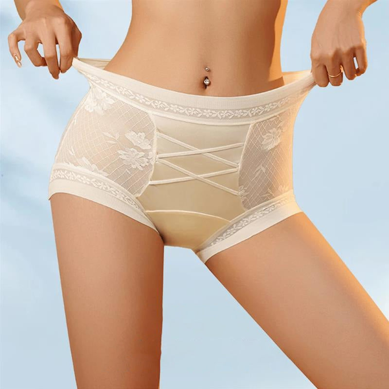 Damen Slip mit Hohem Bund und Spitze