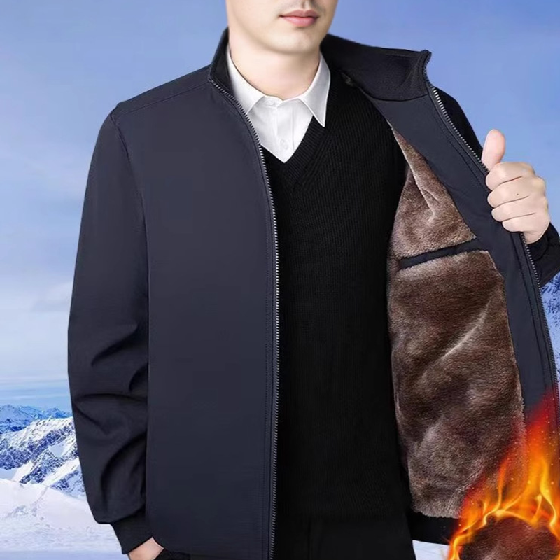 Einfarbige, warme Herrenjacke mit Reißverschluss –💪Knitterfrei, wind-, regen- und schneefest!