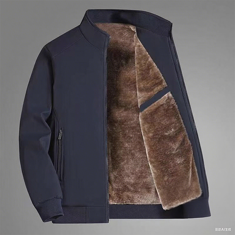 Einfarbige, warme Herrenjacke mit Reißverschluss –💪Knitterfrei, wind-, regen- und schneefest!