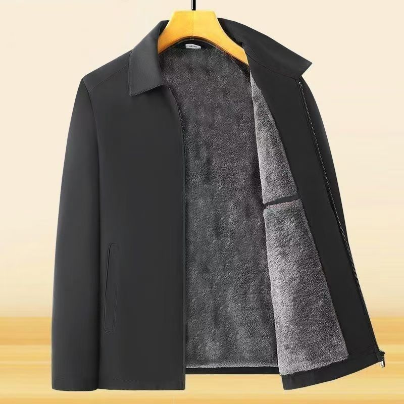 Einfarbige, warme Herrenjacke mit Reißverschluss –💪Knitterfrei, wind-, regen- und schneefest!