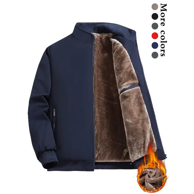 Einfarbige, warme Herrenjacke mit Reißverschluss –💪Knitterfrei, wind-, regen- und schneefest!