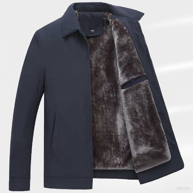 Einfarbige, warme Herrenjacke mit Reißverschluss –💪Knitterfrei, wind-, regen- und schneefest!
