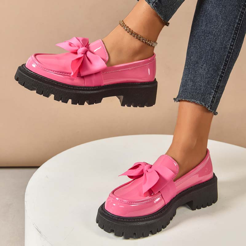 🩷Stilvolle süße Plateau-Loafer mit Schleife