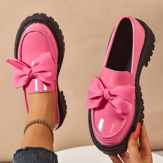 🩷Stilvolle süße Plateau-Loafer mit Schleife