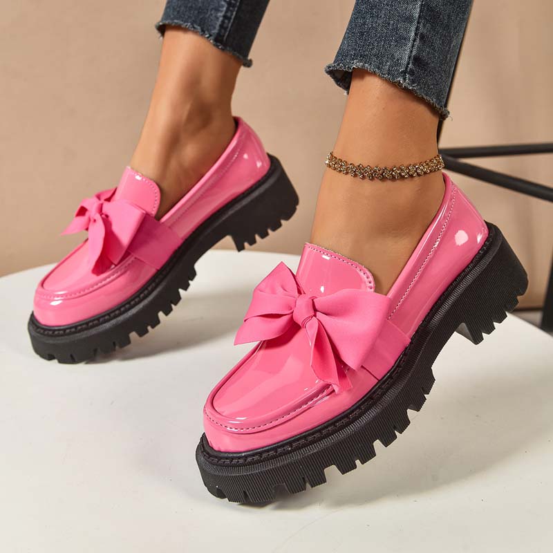 🩷Stilvolle süße Plateau-Loafer mit Schleife