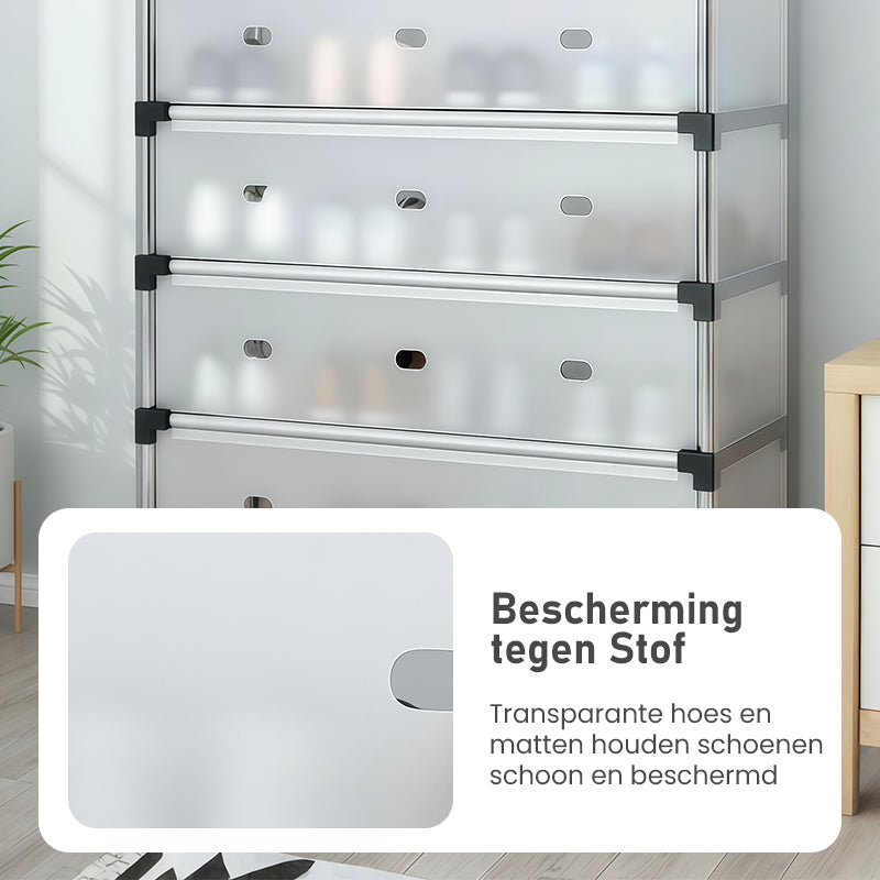 Schuhregal mit mehreren Ebenen und viel Stauraum