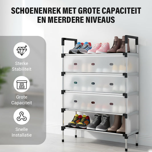 Schuhregal mit mehreren Ebenen und viel Stauraum