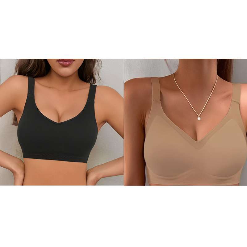 🔥 Letzter Tag! 50% Rabatt Damen Nahtloser V-Ausschnitt BH 🤍 Atmungsaktiver Komfort-BH für Sport & Freizeit