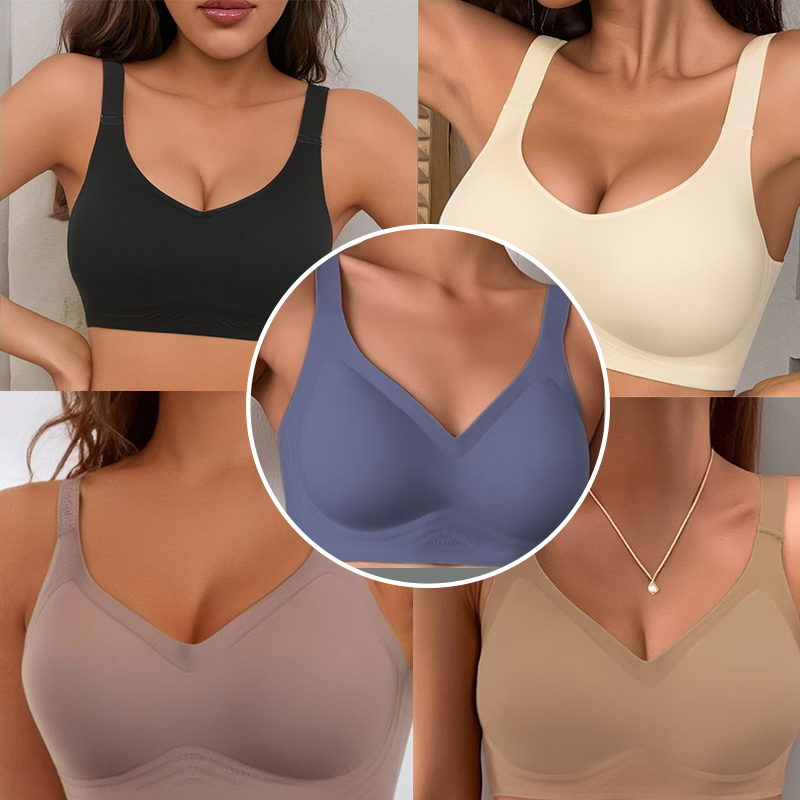 🔥 Letzter Tag! 50% Rabatt Damen Nahtloser V-Ausschnitt BH 🤍 Atmungsaktiver Komfort-BH für Sport & Freizeit