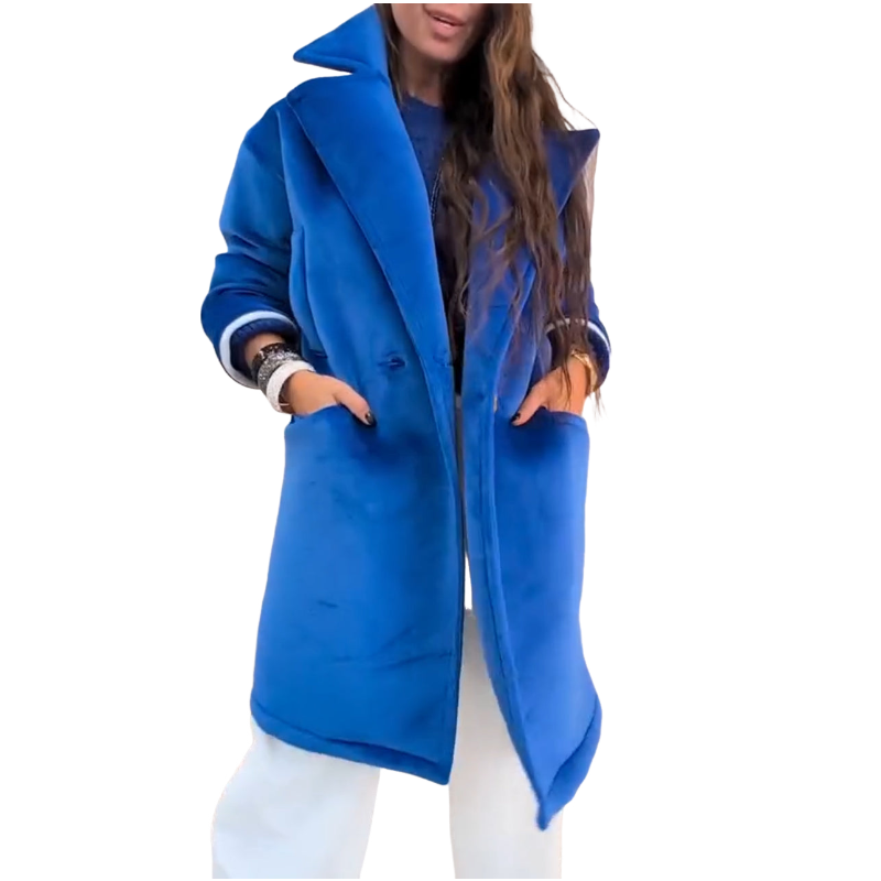 Doppelreihiger Damenmantel mit Reverskragen für den Winter