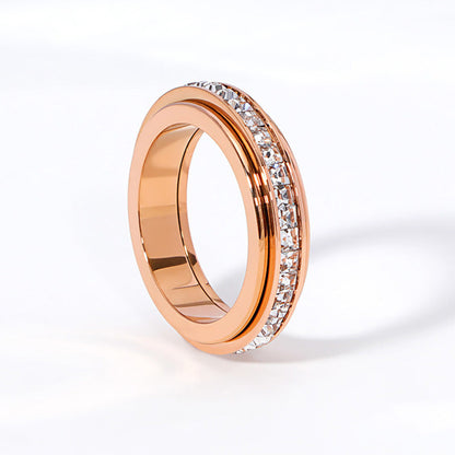 💍Spinner-ring i titanstål med zirkonia-- Den perfekte julegaven🎁