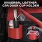 🚗🧺 50 % RABATT! Getränkehalter aus Leder für die Autotür – Breite Öffnung, Getränke und Handy sind leicht zu erreichen. Sicherer Halt durch Clip-Befestigung. PU-Leder, robust und stilvoll. 🛡️✨