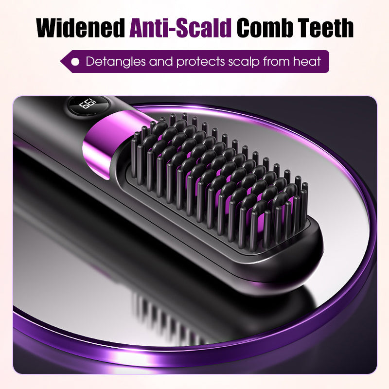 💇‍♀️ LIMITIERTER 50% RABATT! 3-in-1 Kabellose Glättbürste mit Keramikheizung – 4 Temperaturstufen, USB-C Aufladung zum Glätten, Locken & Entwirren unterwegs
