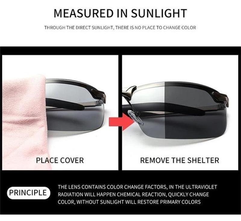 ⏰ Nur noch heute 50% Rabatt! 🕶️ 2026 photochrome Sonnenbrille mit polarisierten blendfreien HD-Gläsern | Randloser Sportrahmen für Autofahren, Angeln, Radfahren & Outdoor-Ausflüge ✨