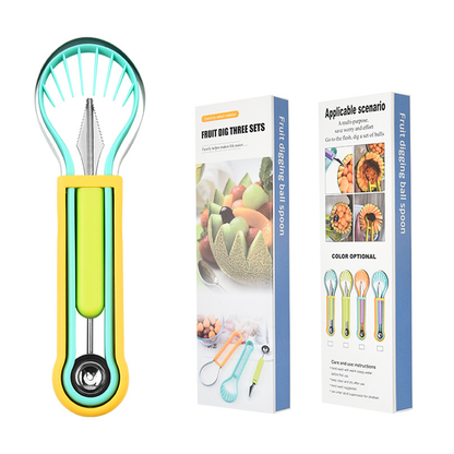 💥Multifunktionales Löffelset für Fruchtmelonenbällchen（Lebensmittelechtes Material unbedenklich）