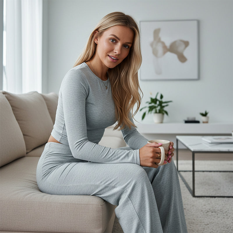 Zweiteiliges Set aus lässigem Oberteil und Hose für Damen