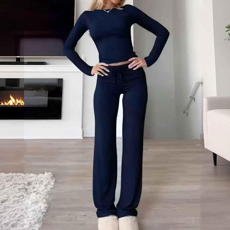 Zweiteiliges Set aus lässigem Oberteil und Hose für Damen