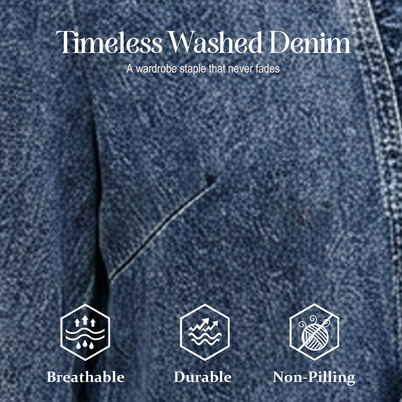 🧥Neuwaren 50% Rabatt✨ Damen-Jeansjacke – Rüschenbesatz, Offenes Vorderteil, Leicht, Vielseitig ✨