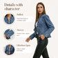 🧥Neuwaren 50% Rabatt✨ Damen-Jeansjacke – Rüschenbesatz, Offenes Vorderteil, Leicht, Vielseitig ✨