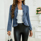 🧥Neuwaren 50% Rabatt✨ Damen-Jeansjacke – Rüschenbesatz, Offenes Vorderteil, Leicht, Vielseitig ✨