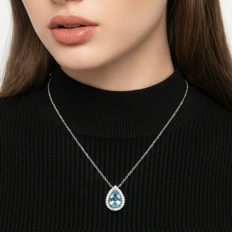 Elegante blaue Tropfenkette für Frauen