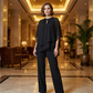 🔥Solange der Vorrat reicht 50 % Rabatt!🎉Eleganter Zweiteiler: Bluse mit asymmetrischem Saum & weite Hose