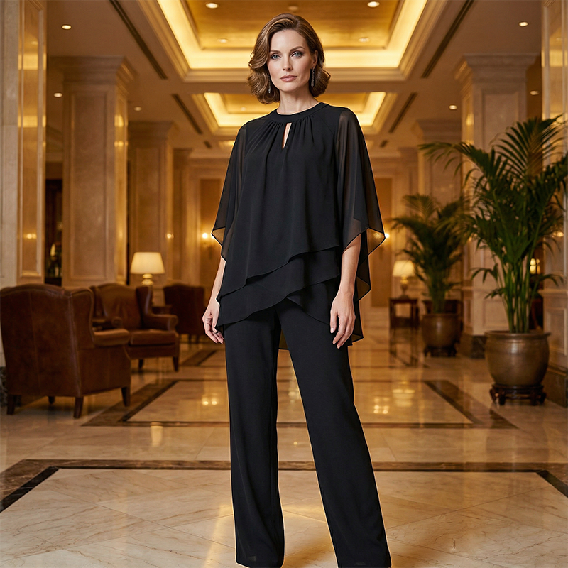 🔥Solange der Vorrat reicht 50 % Rabatt!🎉Eleganter Zweiteiler: Bluse mit asymmetrischem Saum & weite Hose