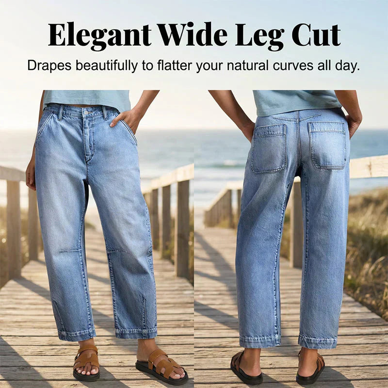 👖 Damen High-Waist Jeans – Weites Bein, verkürzt & lässig, ideal für Sommer & Freizeit!