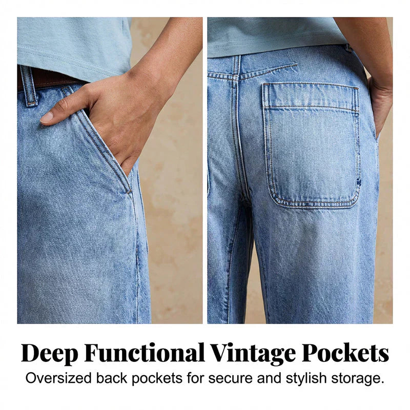 👖 Damen High-Waist Jeans – Weites Bein, verkürzt & lässig, ideal für Sommer & Freizeit!
