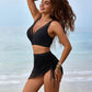 💥🏖️Damen 3-teiliges Bikini-Set mit Mesh-Einsatz – Hochtaillierter Rock-Bikini zum Figurformen für Strand & Pool🌊☀️