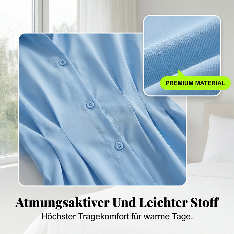 🔥Frühlingsausverkauf: 45 % Rabatt⏰Hemdblusenkleid mit Taillenraffung und langen Ärmeln